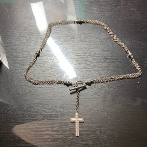 Silver cross  toggle necklace